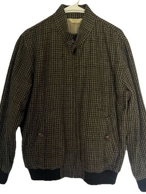 Circolo 1901 Bomber Jacket Houndstooth Earth Tones Zip Wool Blend Sz XL Romania